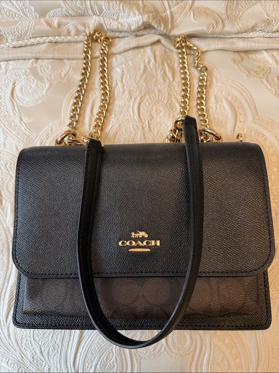 Coach Handbags - Coach Black Leather Crossbody with Gold Chain